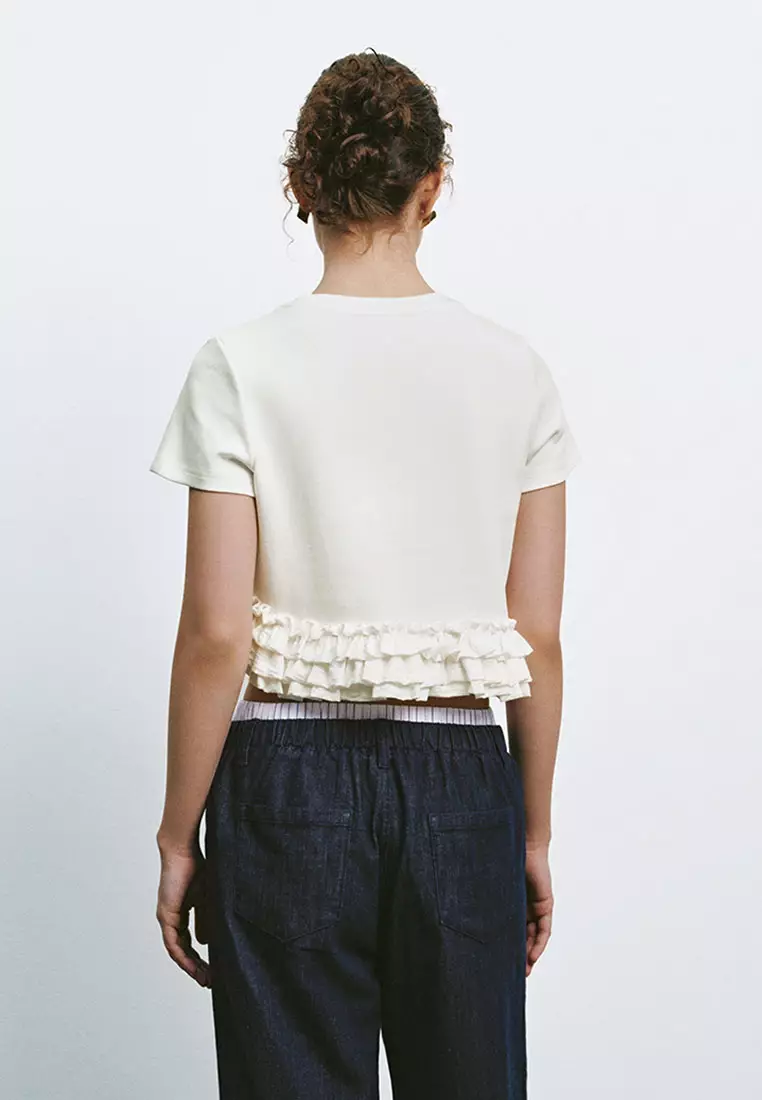 Ruffle Hem Short Sleeve T-Shirts