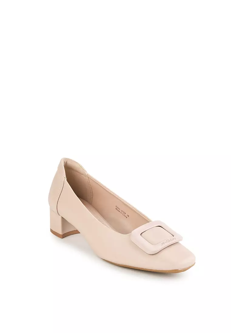 HELEN J2386-8 MID LOW HEEL SHOES DUSTY PINK