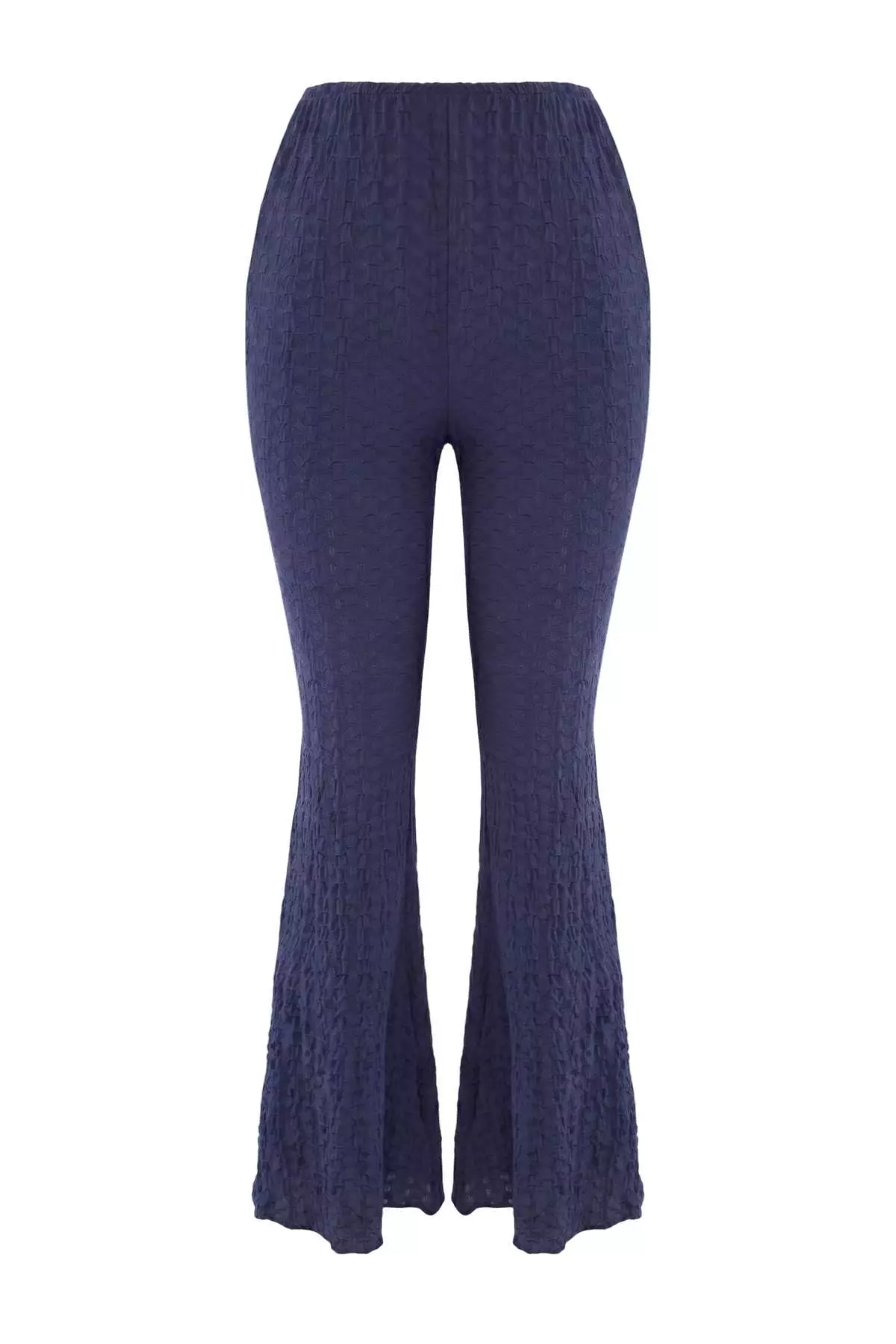 Indigo Knitted Textured Ruffle Detailed Beach Blouse Trousers Set Tbess26Au00031
