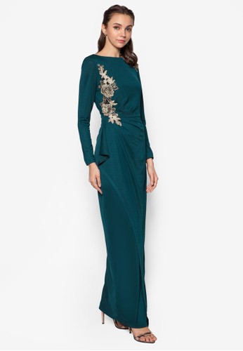 Applique Lacezalora時尚購物網評價 Cascade Drape Dress, 服飾, 洋裝