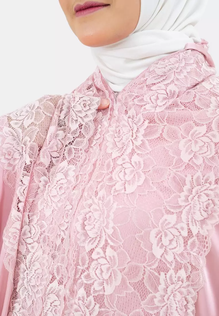 Cotton Bee - Syerin Lace Prayer Set | Mukena Renda | Mukena Dewasa - Cherub Pink
