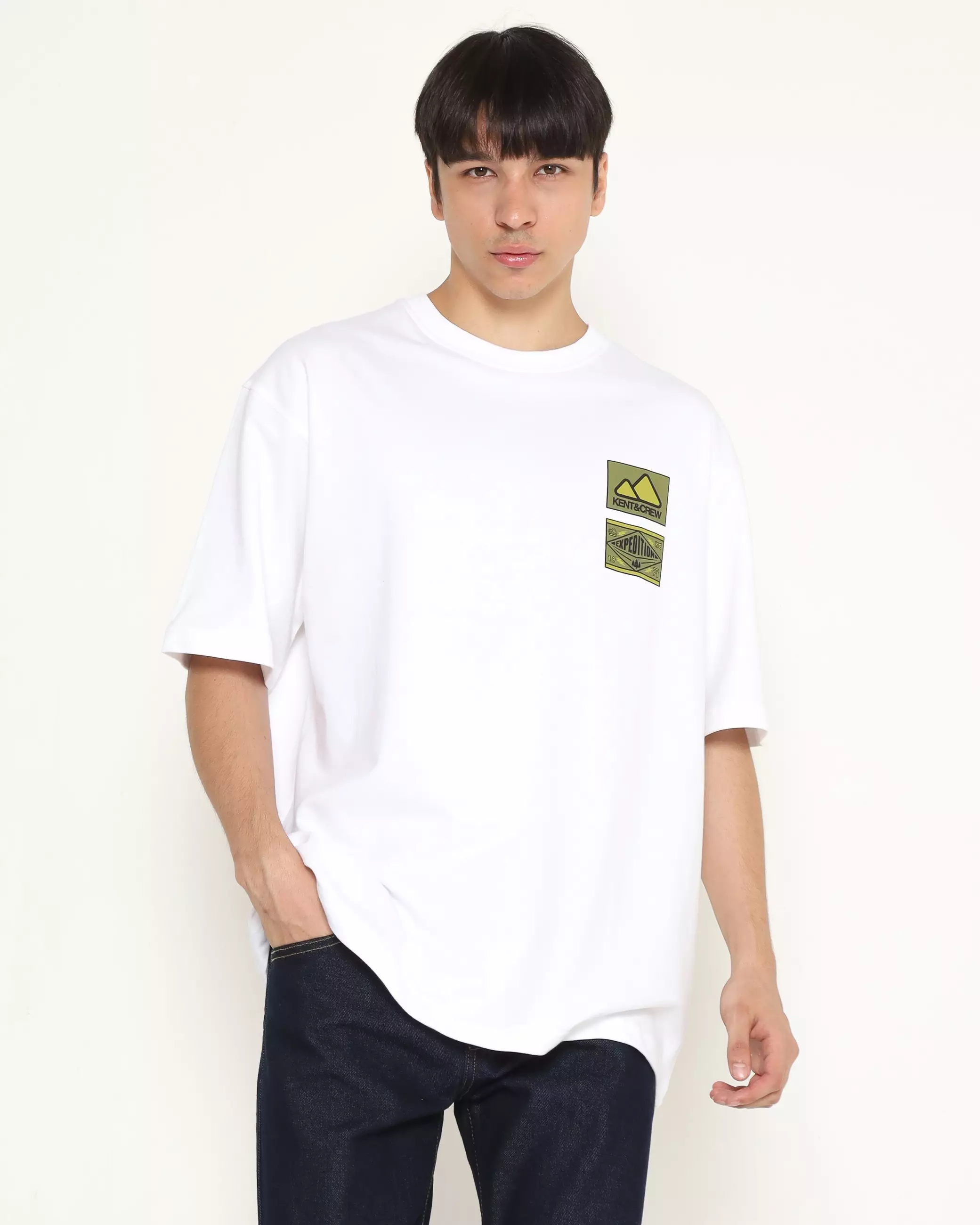 MEN'S WHITE PRINT CASUAL STREETWEAR SHORT SLEEVE T-SHIRT