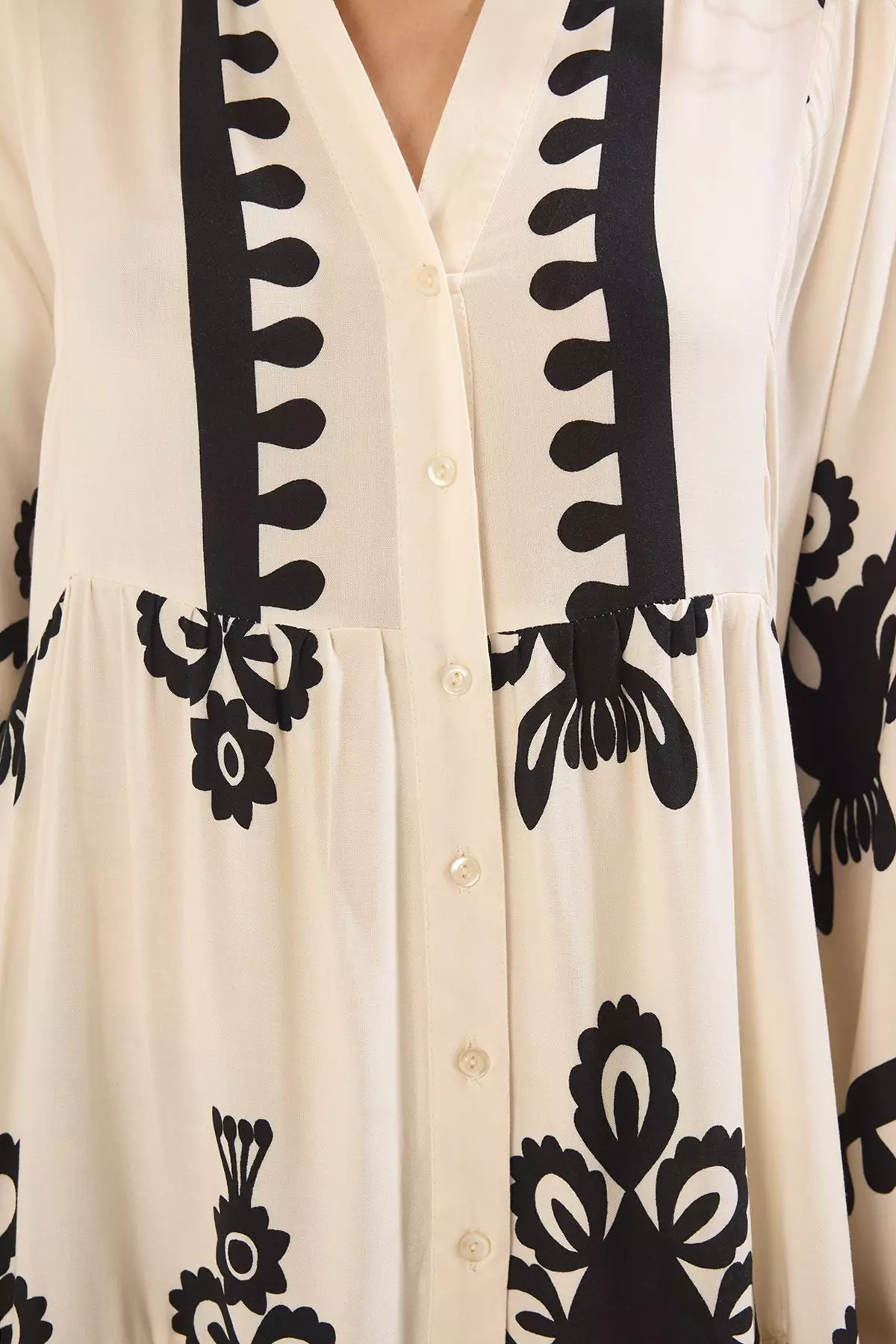 Ecru Viscose Woven Dress TCTSS24EB00221