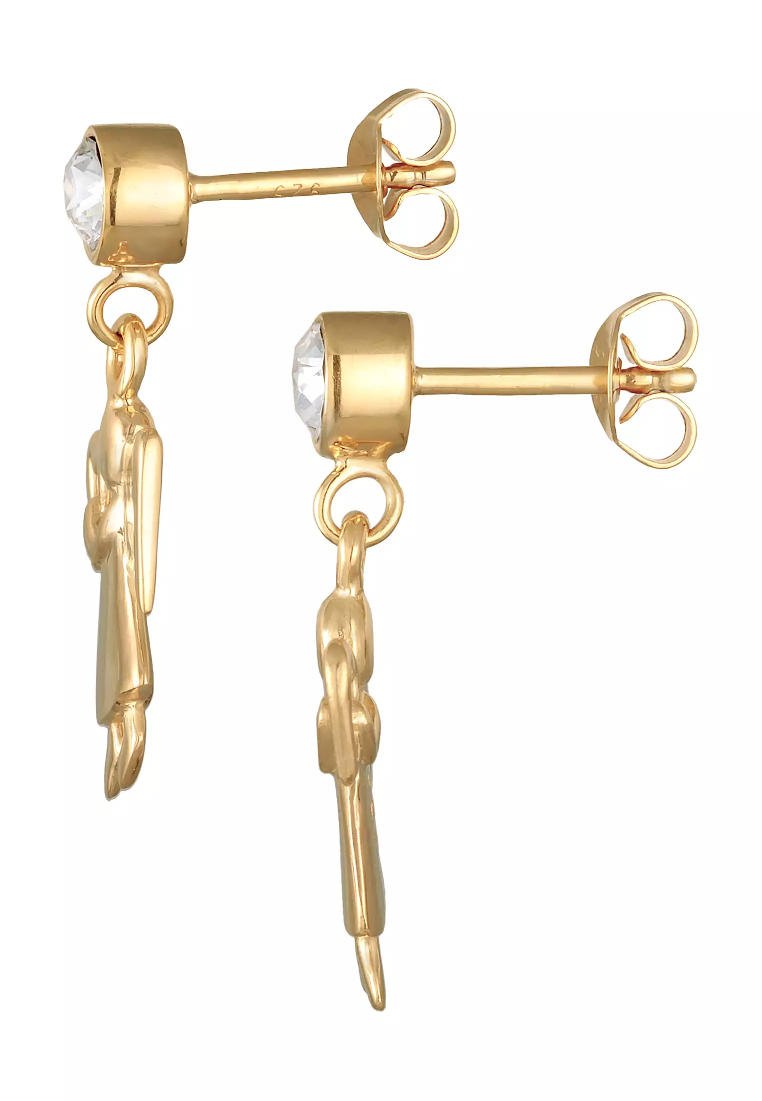 Buy ELLI GERMANY Earrings Ear Dangles Angel Heart Crystals Gold
