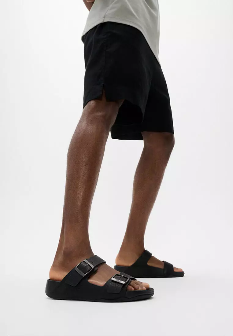 Buy FitFlop GOGH MOC Men's Buckle Tumbled-Leather Slides All