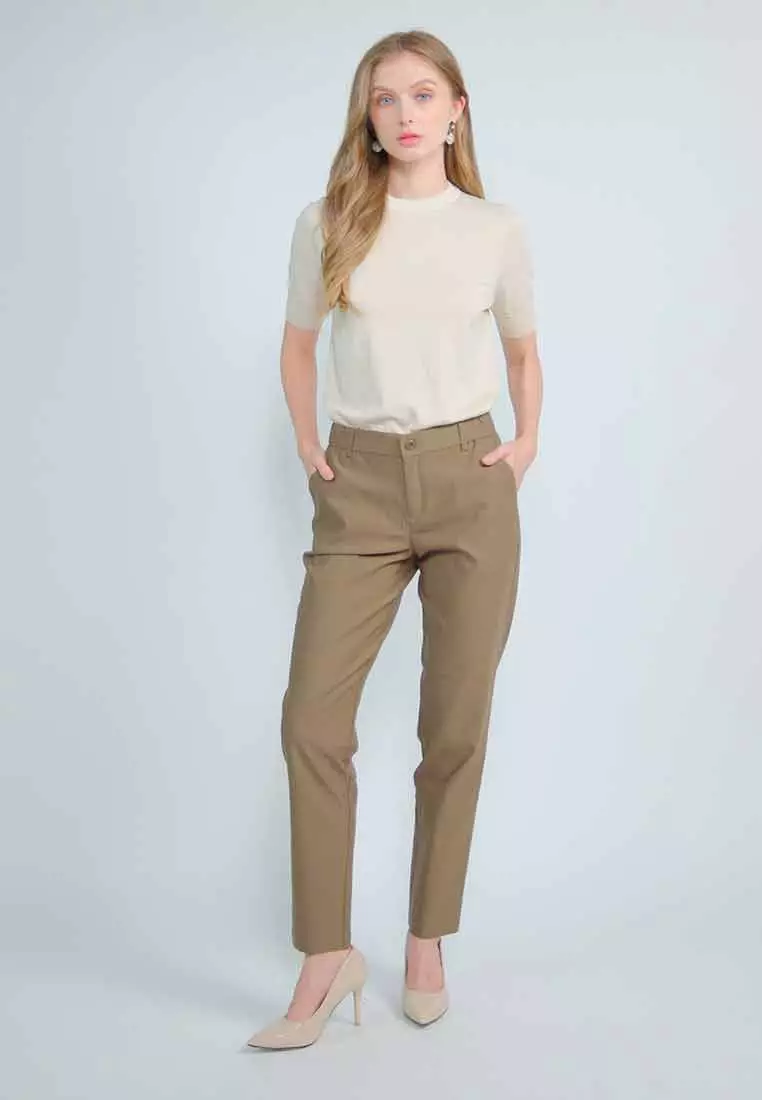 Geneva Slim Pants with Side Garter Detail