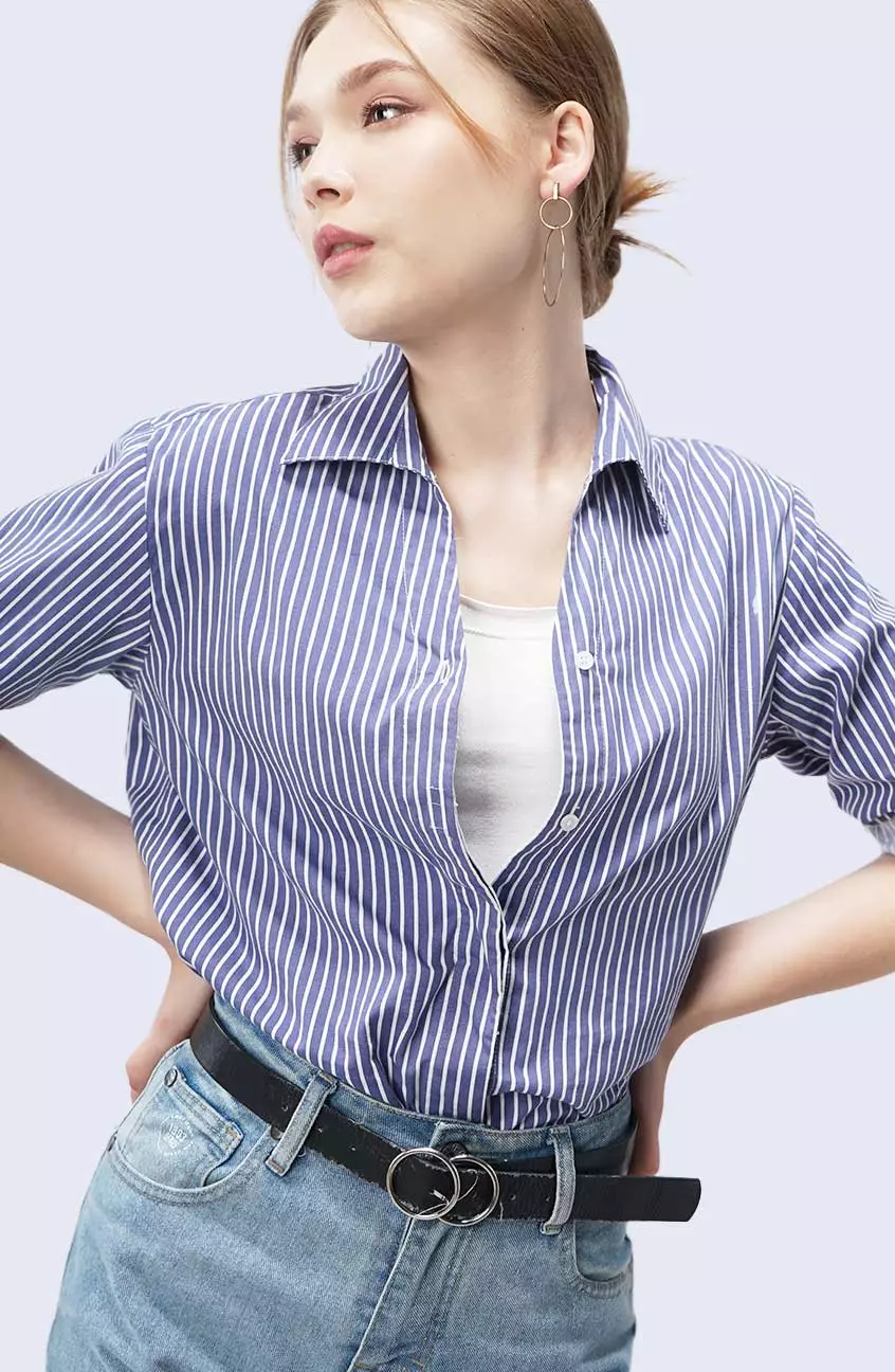 Kemeja Wanita Nadya Blue White