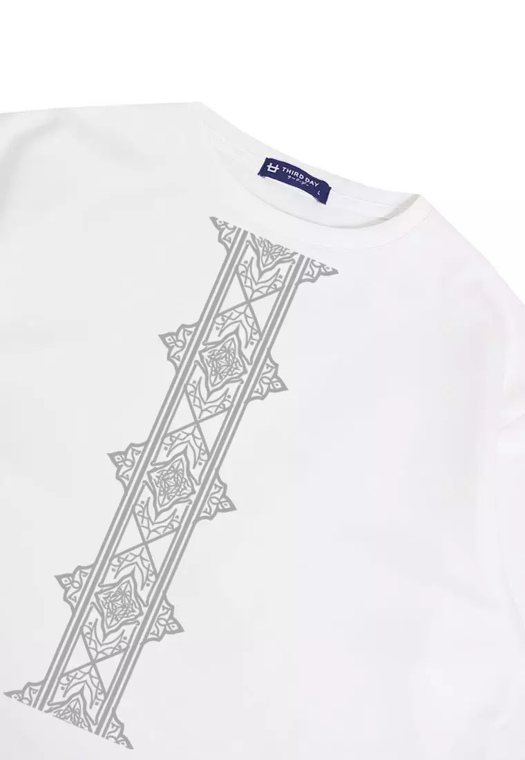 MTR05 kaos oversize baju koko modern bahan scuba tebal "morocco abu" putih