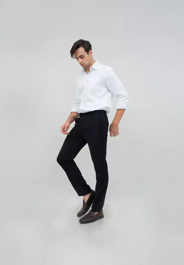 Celana panjang pria kerja formal bahan slim fit PINGGANG KARET houseofcuff