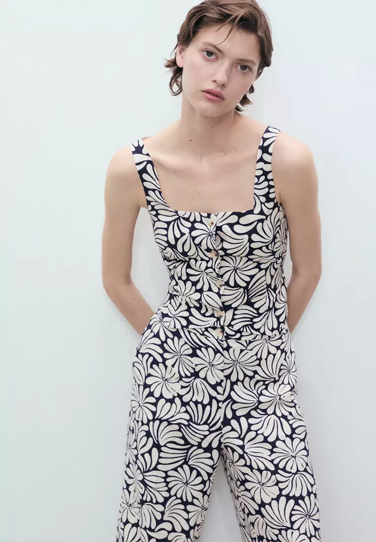Floral Linen Trousers