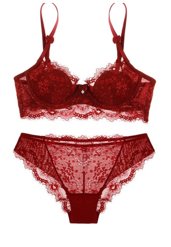 W.Excellence red Premium Red Lace Lingerie Set (Bra and Underwear) 1DF75US0B64E3DGS_1