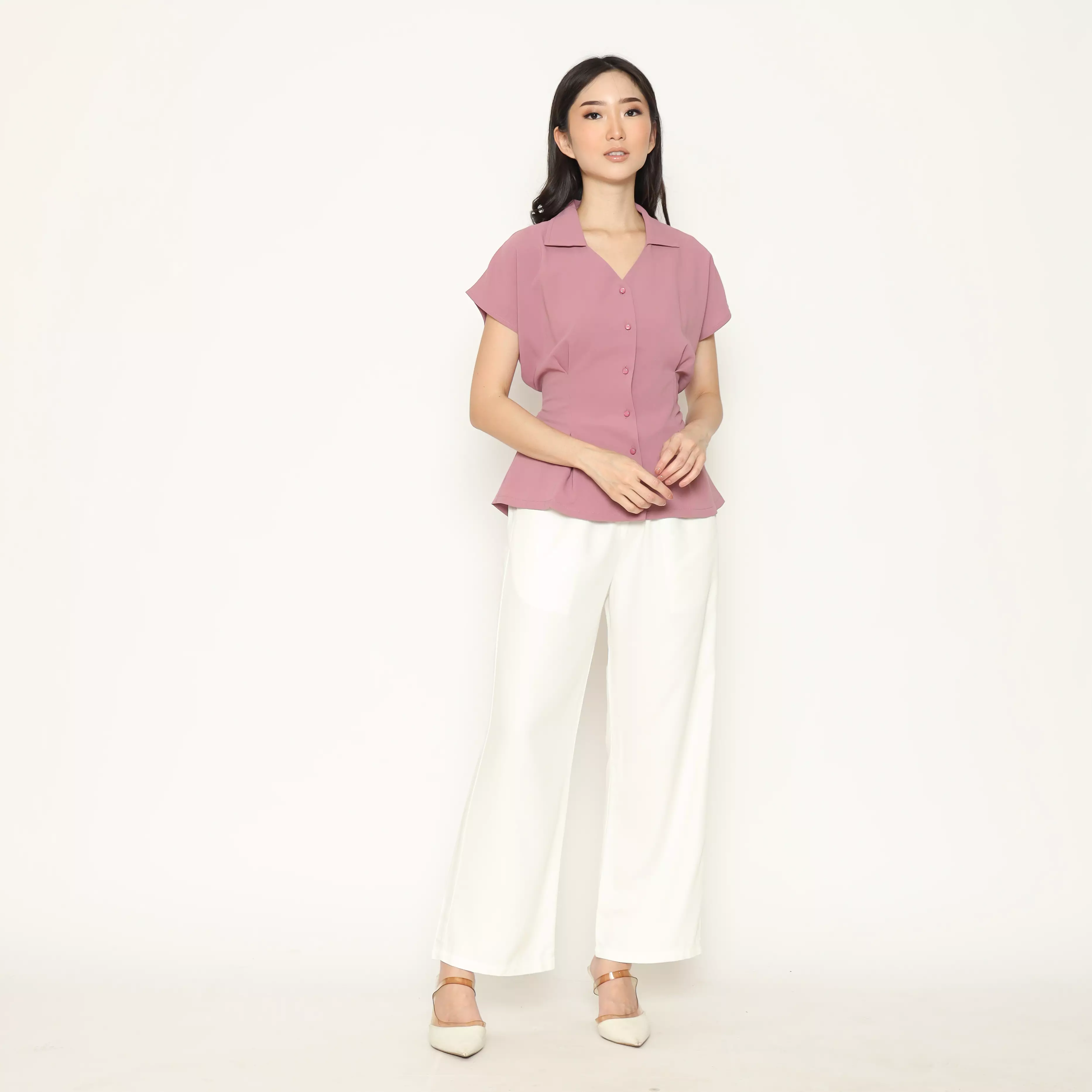 Urban Exchange Diandra Blouse Pink - Atasan Blouse Lengan Pendek