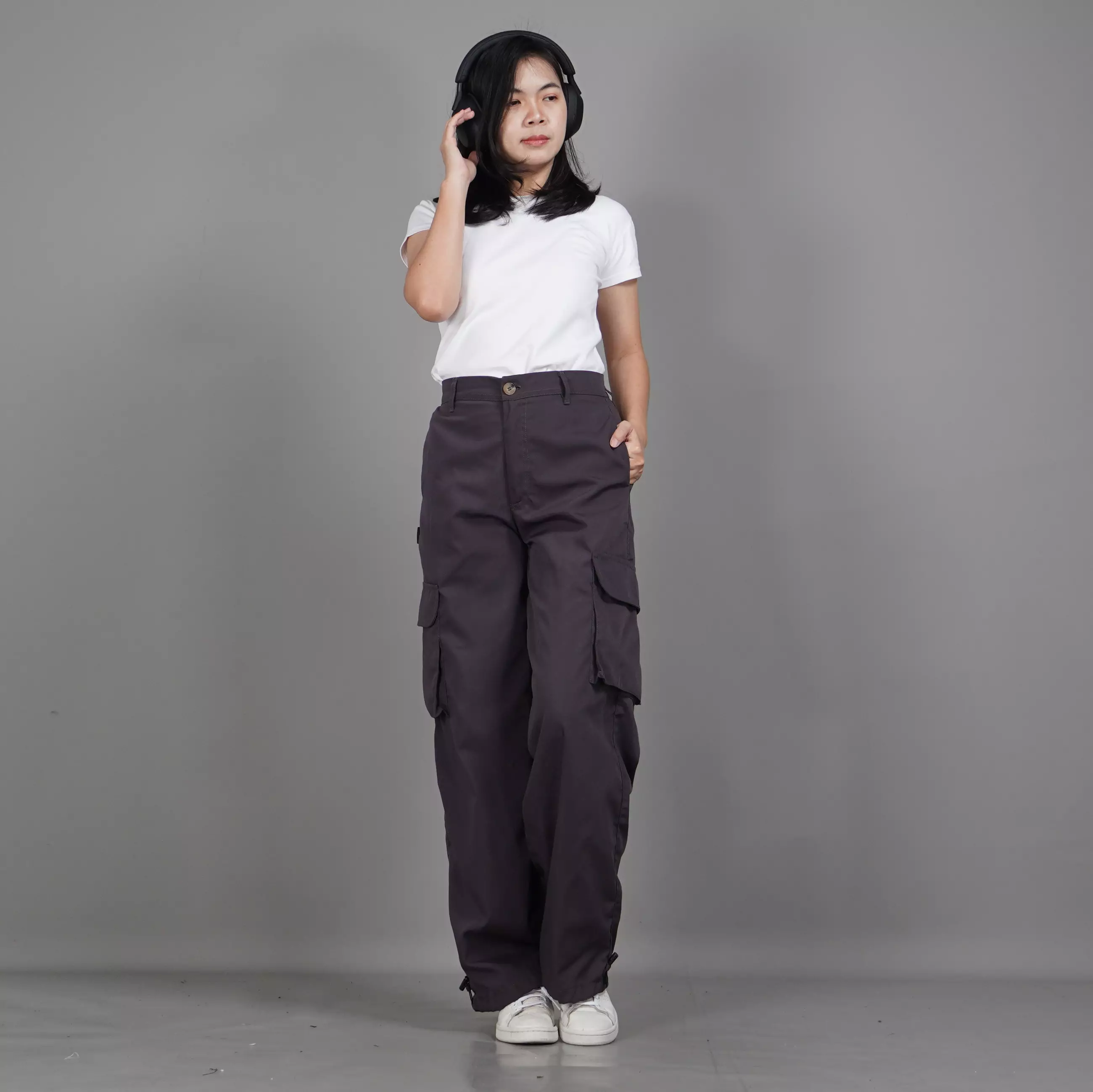  REGINA Celana Cargo Wanita Loose Pants Celana Kargo Loose Fit - ABU