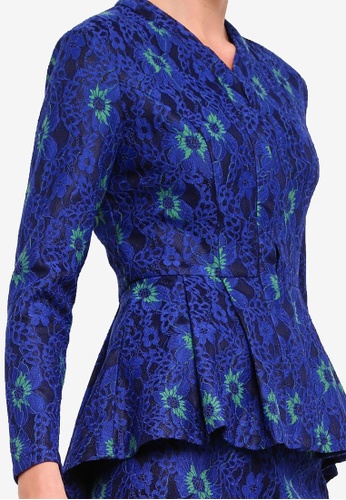 Lace Peplum Kebaya Set from Zalia in Green and Blue BAJU KURUNG