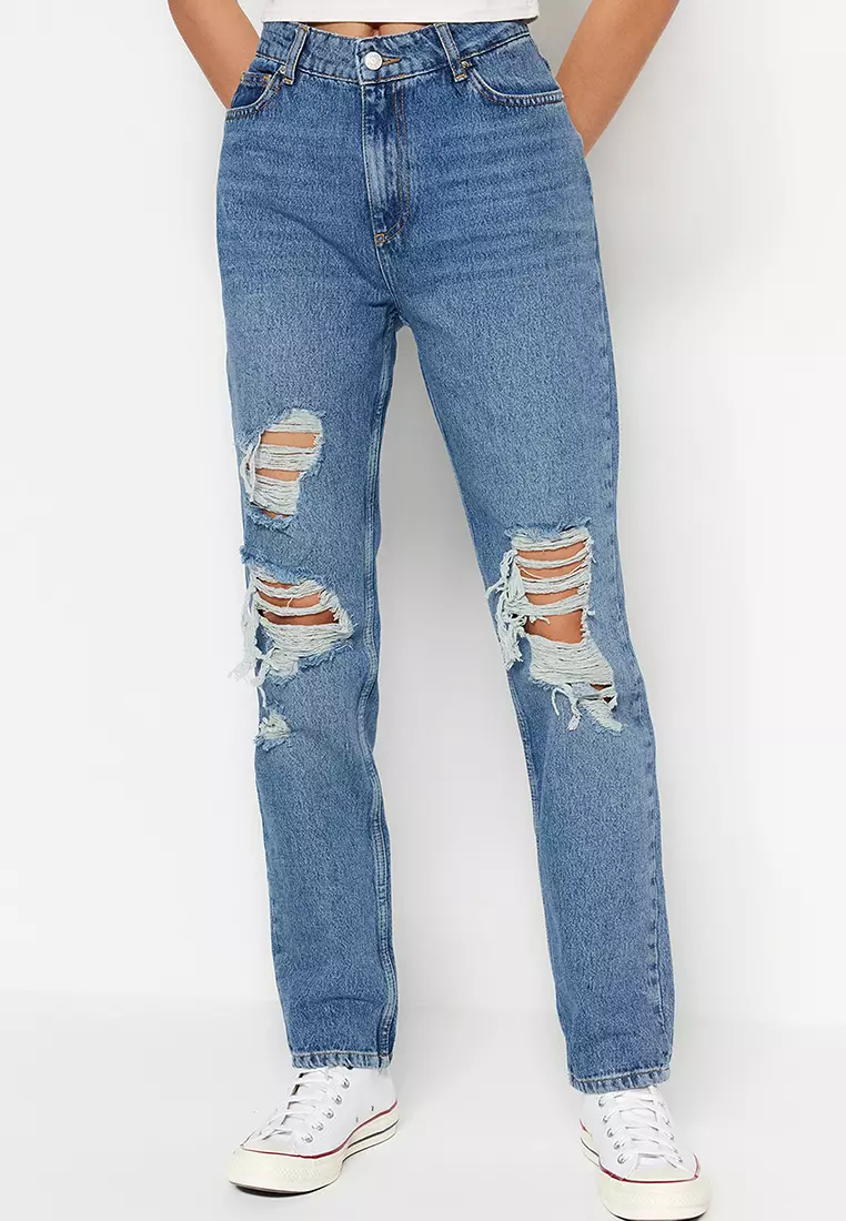 Buy Trendyol High Waist Ripped Jeans Online
