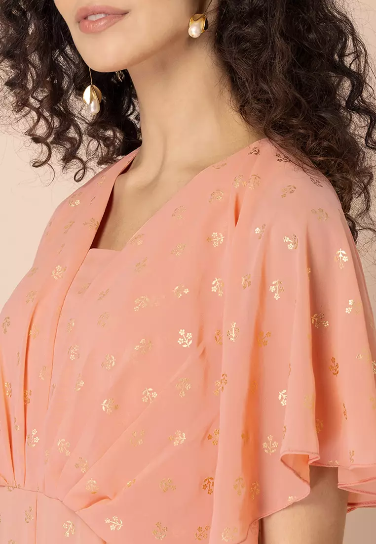 Buy Indya Peach Foil Flared Sleeve Jumpsuit 2025 Online ZALORA