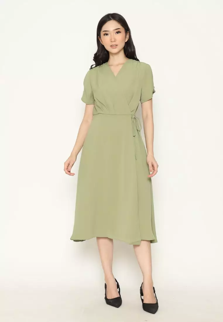 Urban Exchange Lydia Dress Green - Midi Dress Sage Green