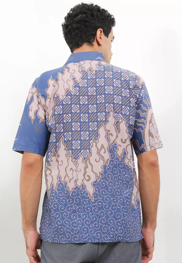 Saroja Kemeja Batik Exclusive Premium Pria Casual Modern Lengan Pendek