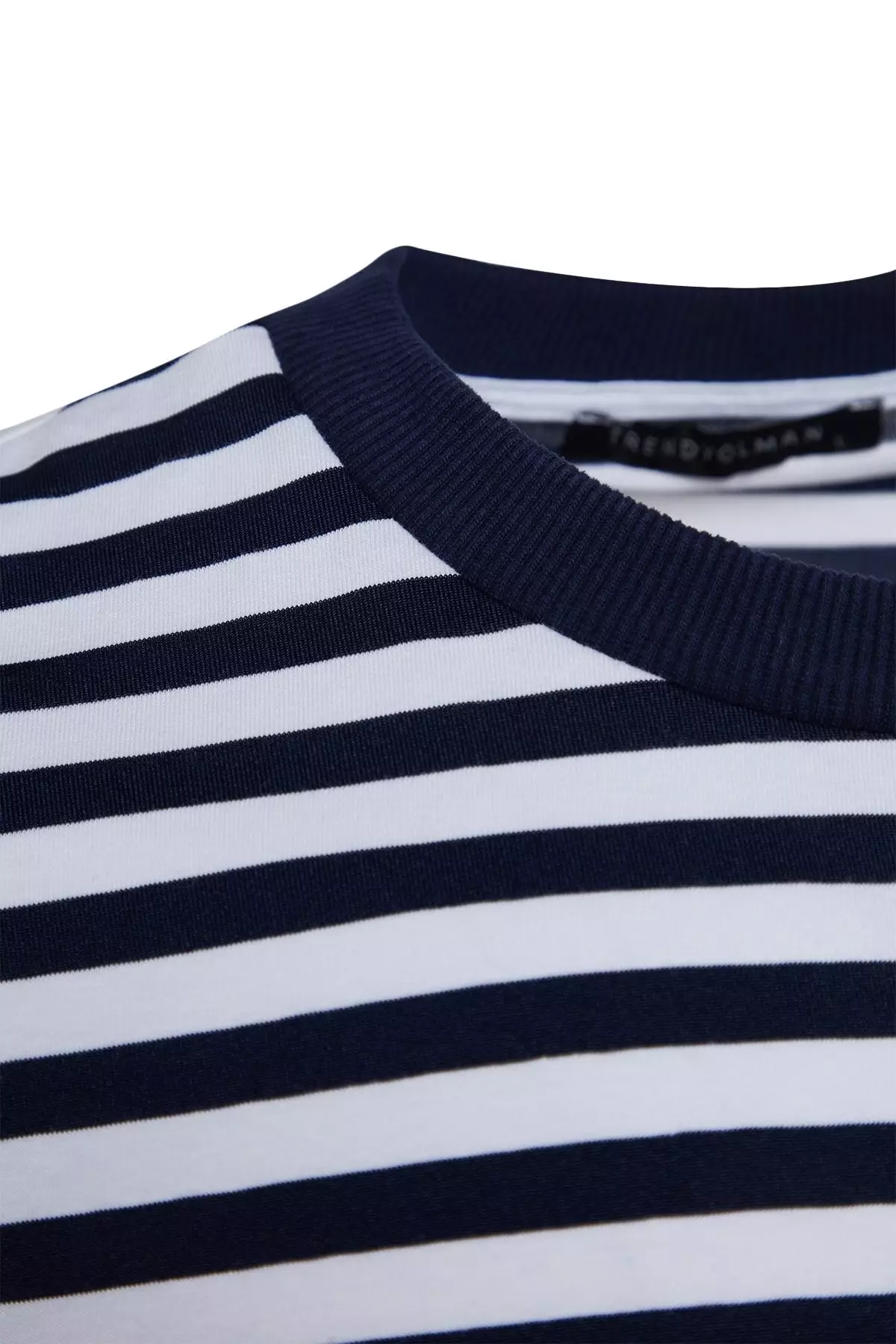Navy Blue Oversize/Wide Cut Striped Short Sleeve T-Shirt TMNSS20TS0511