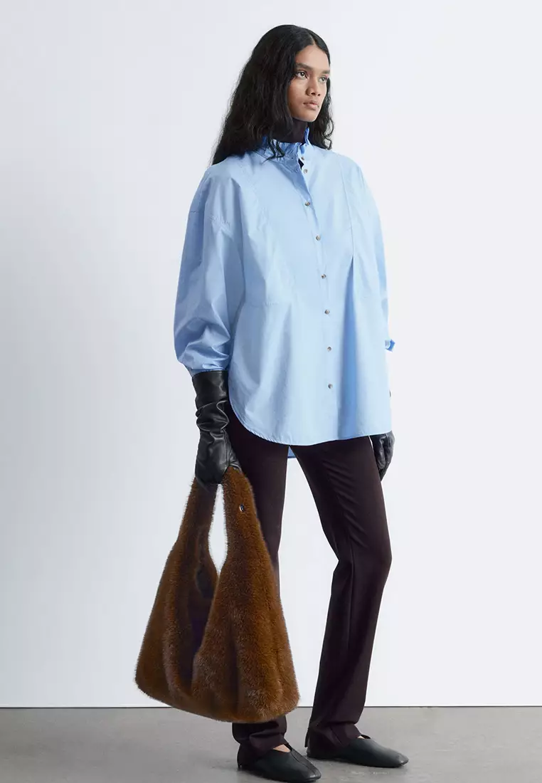 Long Stand-Collar Cotton Shirt