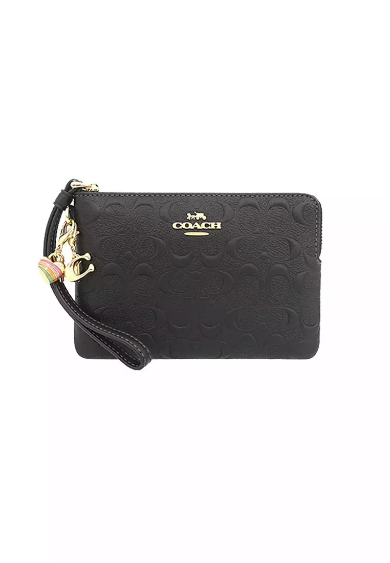 CF358 Complete Boxed Corner Zip Wristlet Dbs Black + 2 Accessories