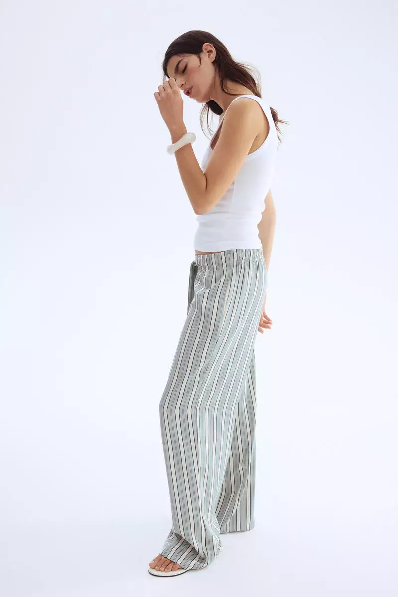 Drawstring twill trousers