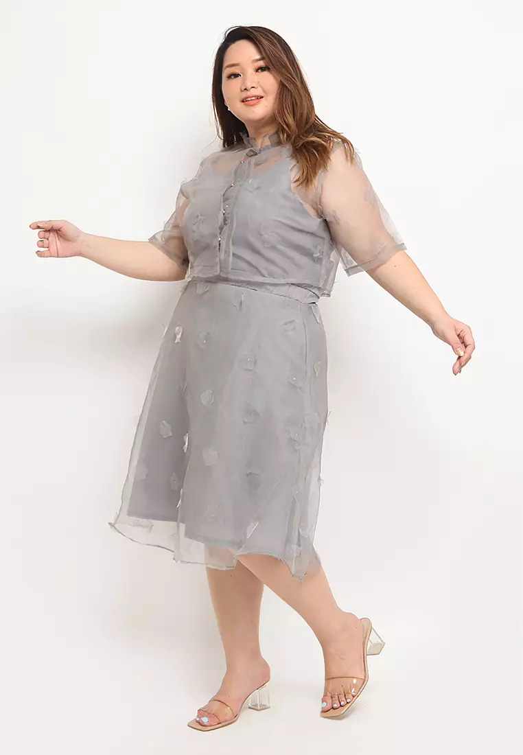 Plus Size Dress Elloise Pearl Grey