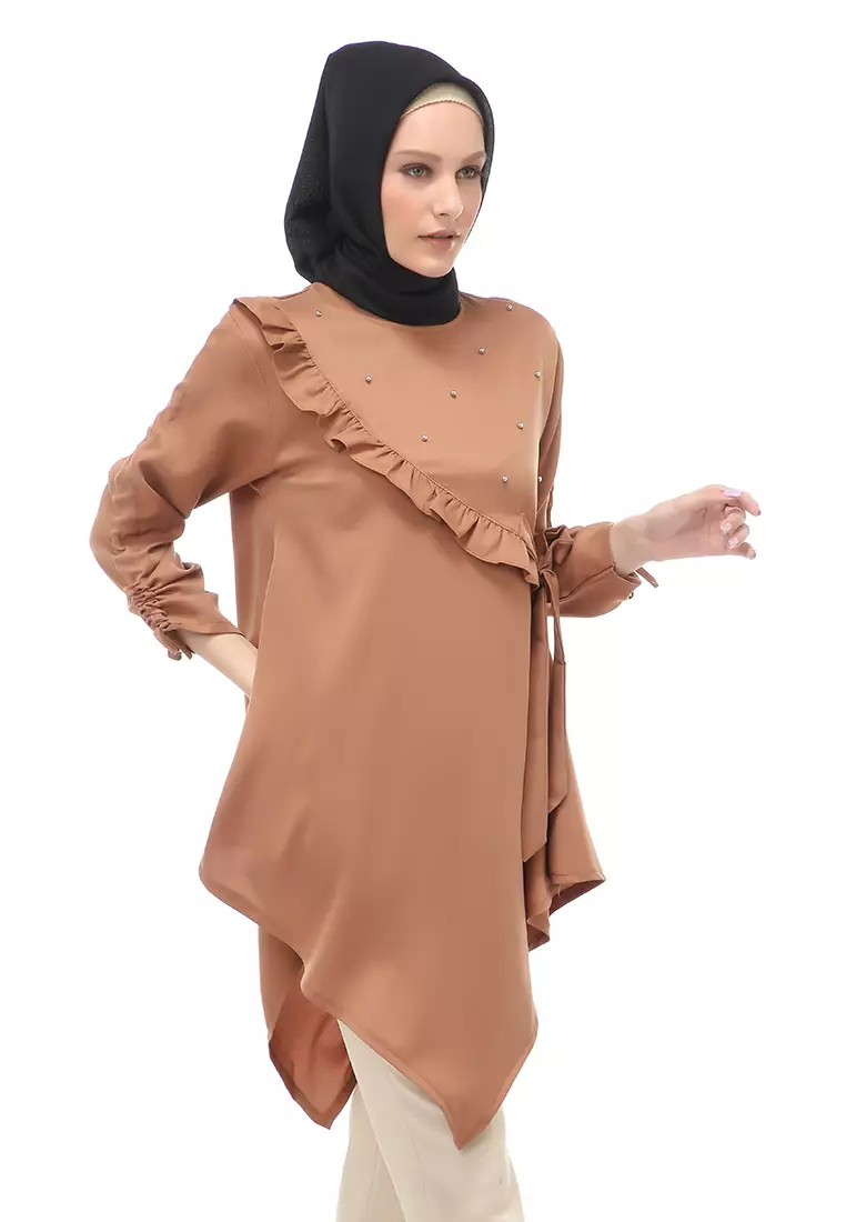 Ketrin Tunik Muslimah Atasan Wanita Polos Long Sleeve Regular Fit - Milo