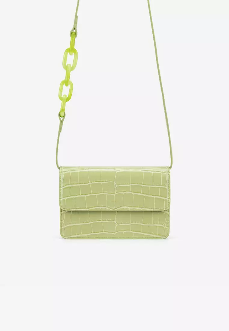 JW Pei Julia Acrylic Chain Crossbody Bag - Sage Green