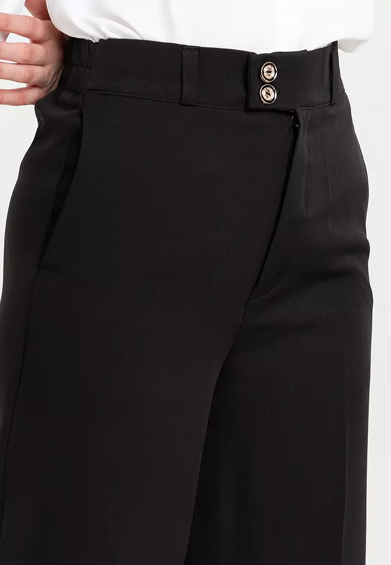 Tribeca Wide Leg Pants With Two Buttons