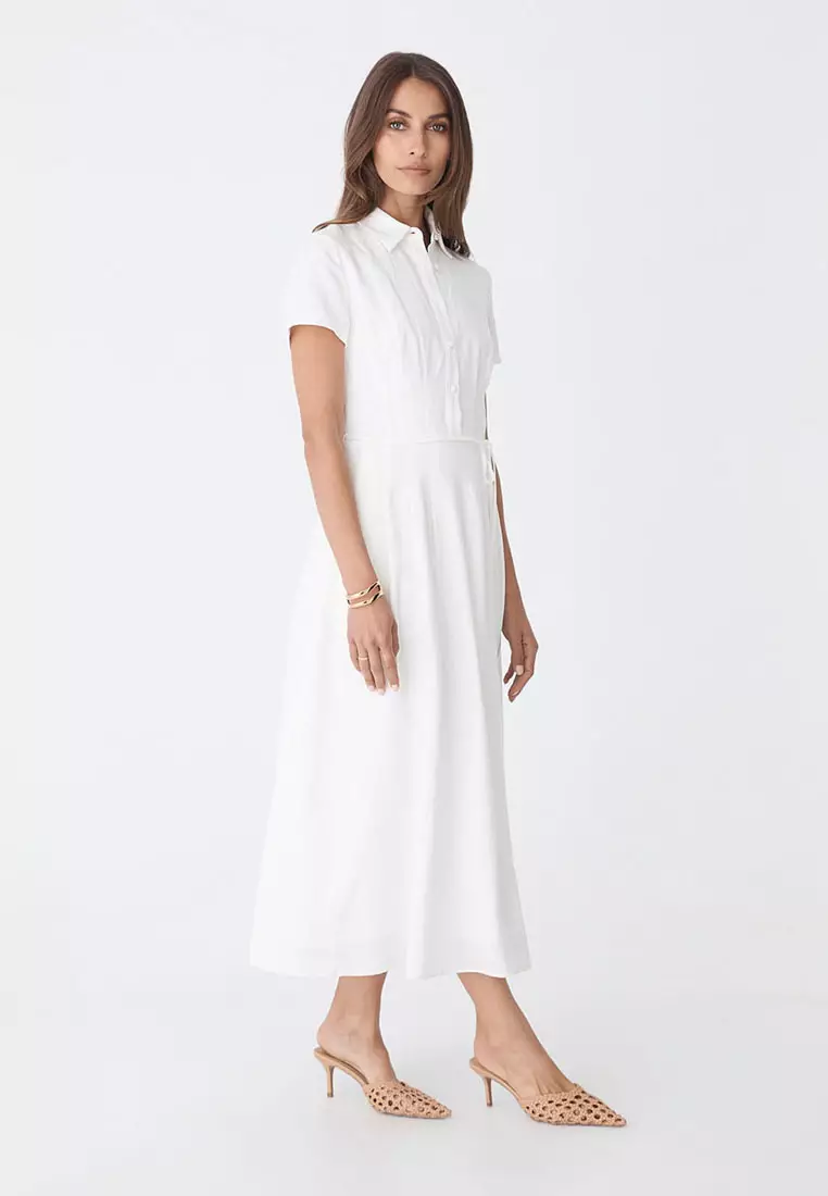 Sophie Pleat Waist Linen Dress