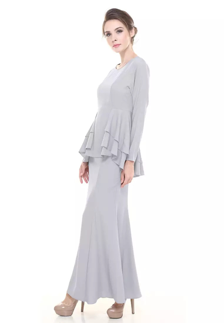 Lora Peplum in Silver Grey