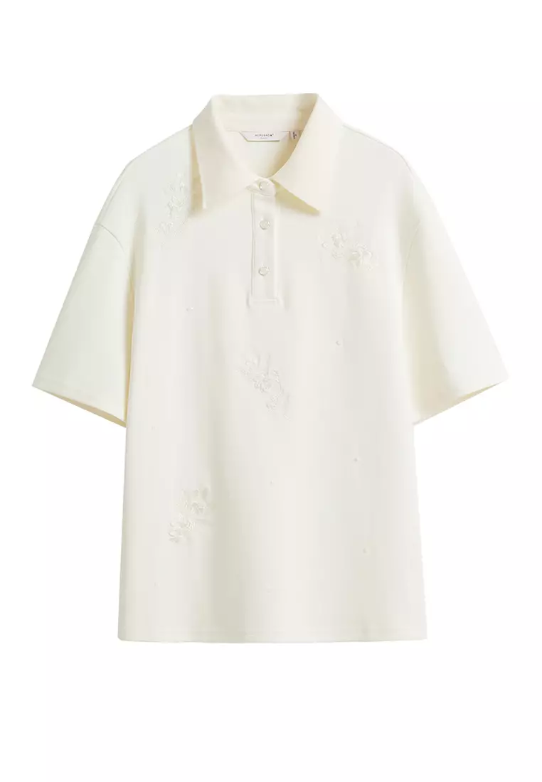 Polo T-Shirt and Ruffled Mesh Mini Skirt Set