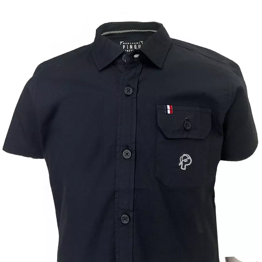 Pingu Kemeja Anak Laki Laki Polos Pendek Hitam 92202229