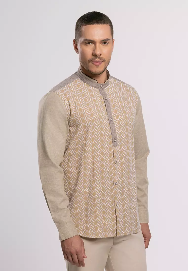 MOC - Kemeja Koko Lengan Panjang Pria Bilal - Khaki