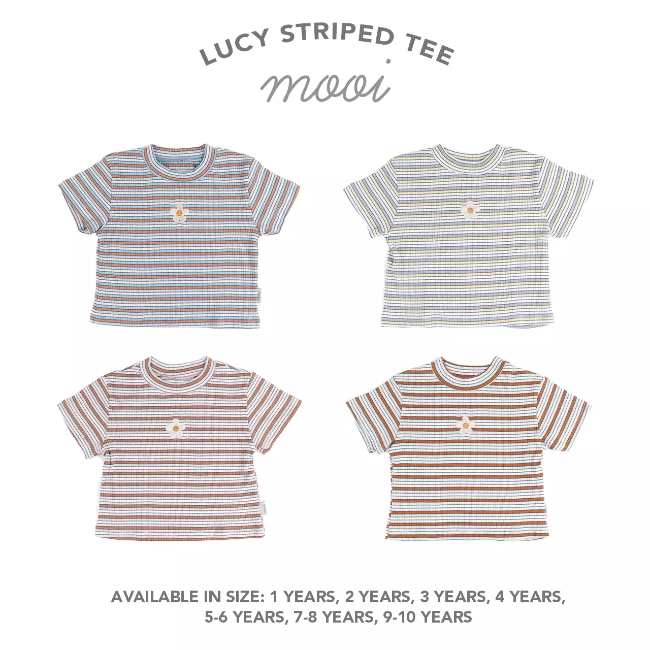 Mooi Atasan Anak Perempuan Lucy Rib Striped Tee - Yellow V.1