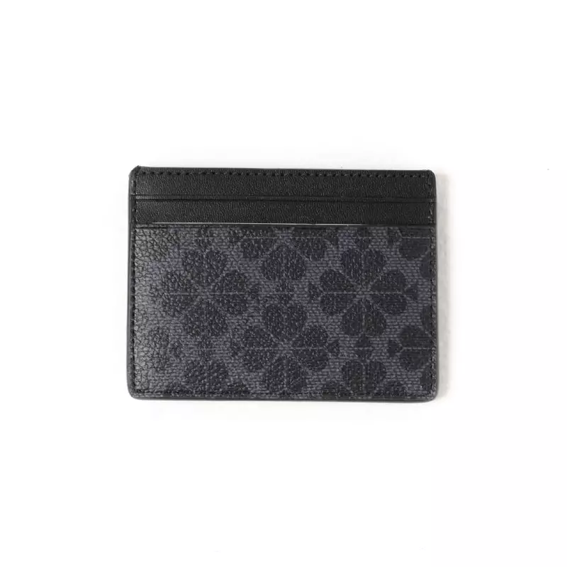 Dompet KATE SPADE JACQUARD MONOGRAM GREY BLACK CARD HOLDER 100% ORIGINAL