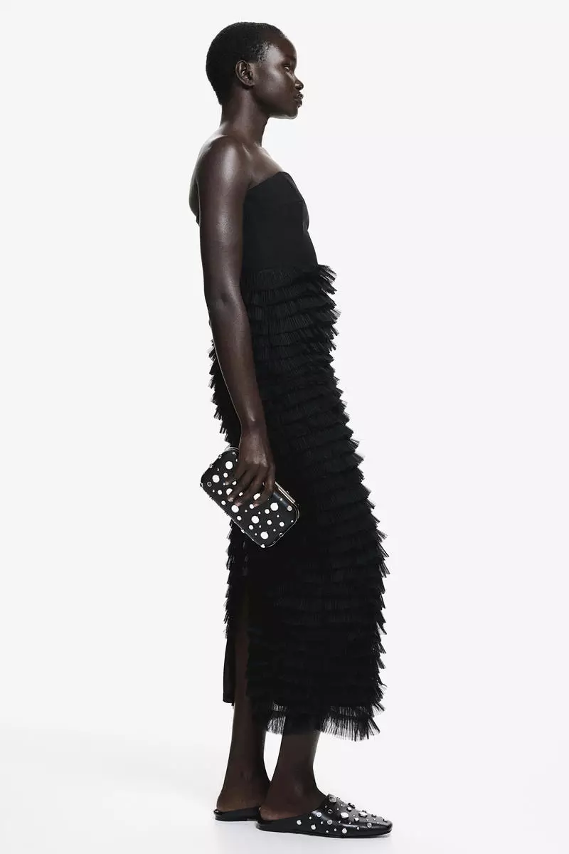 Tulle-skirt bandeau dress