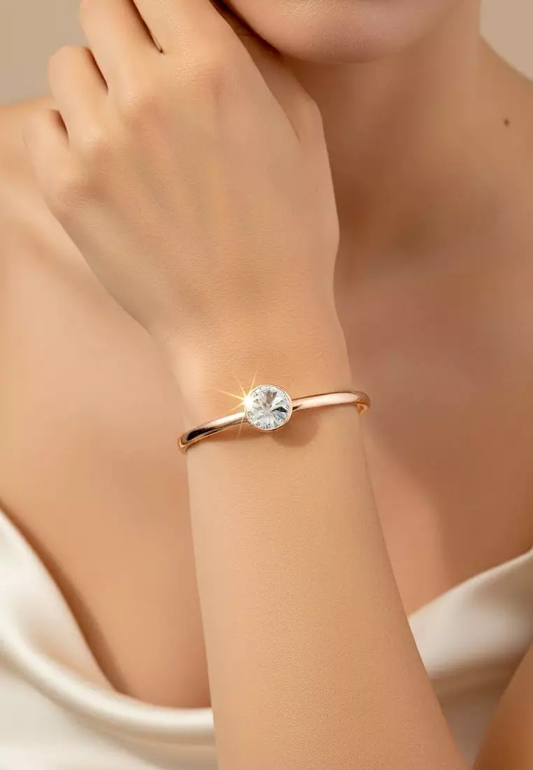 Blair Bangle Embellished with SWAROVSKI® crystals-Rose Gold/Clear