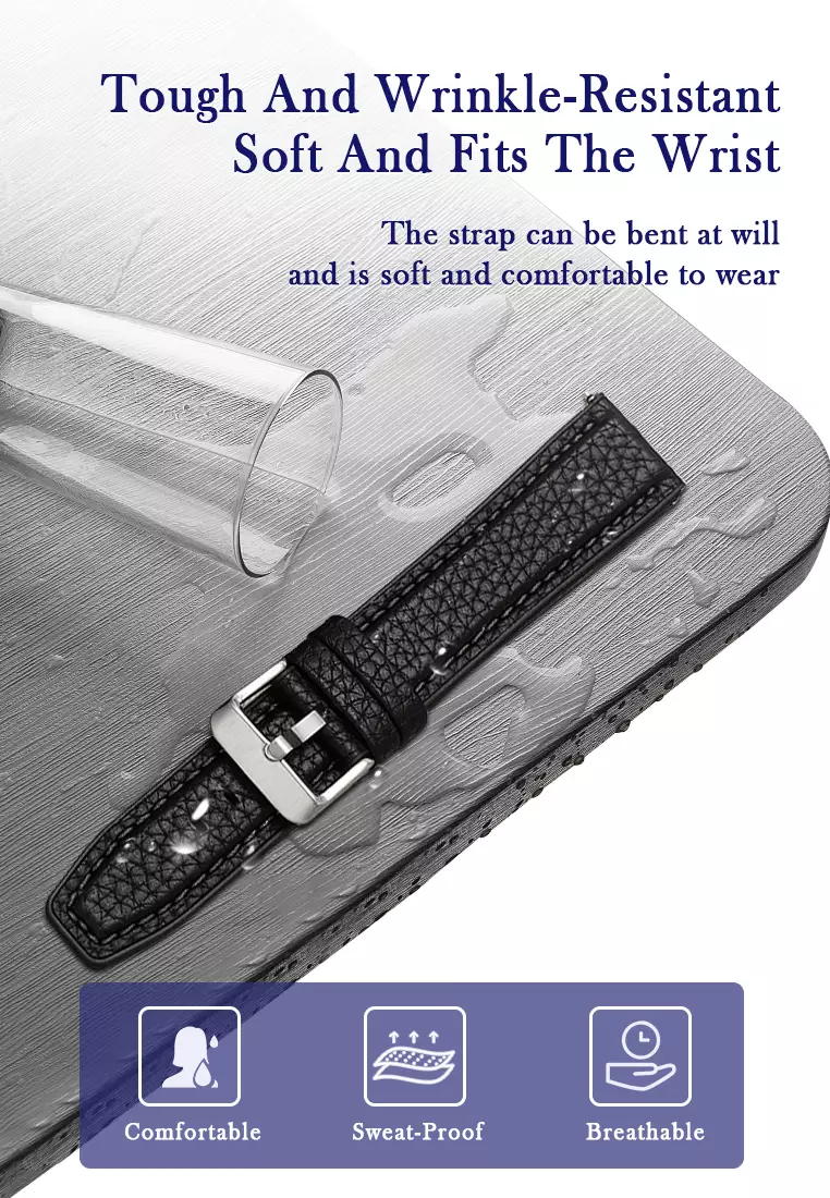 Tali Kulit Pria Leather Strap 20mm Premium Leather Tali Kulit-black 20mm