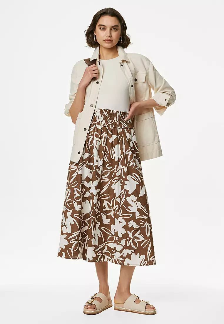 Trim Detail Midi Skirt