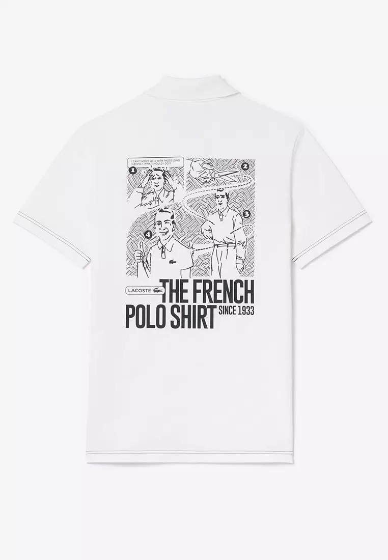 Back and Front Print Lacoste Movement Polo Shirt