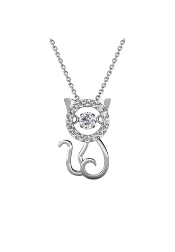 Her Jewellery silver Dancing Kitty Pendant (White Gold) - Made with Zirconia from Swarovski E9D80ACC8C4076GS_1