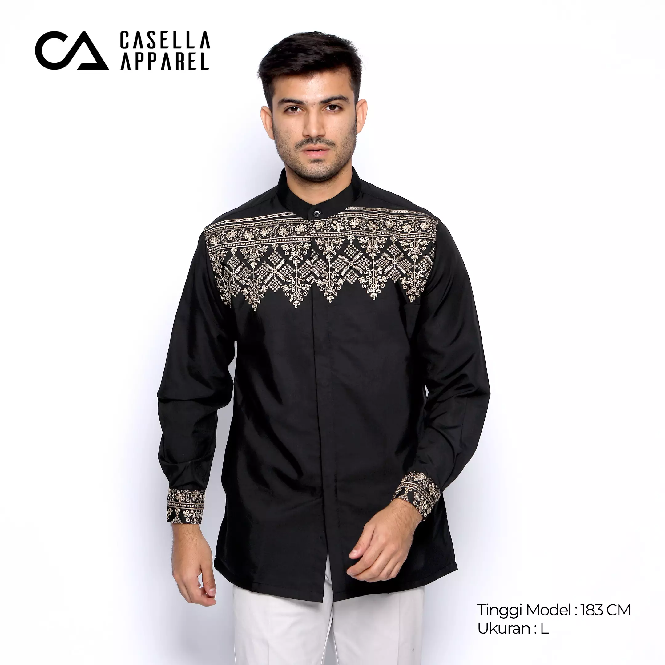 Casella Baju Koko Pria Lengan Panjang Premium Edisi Koko Sultan 9964 Black