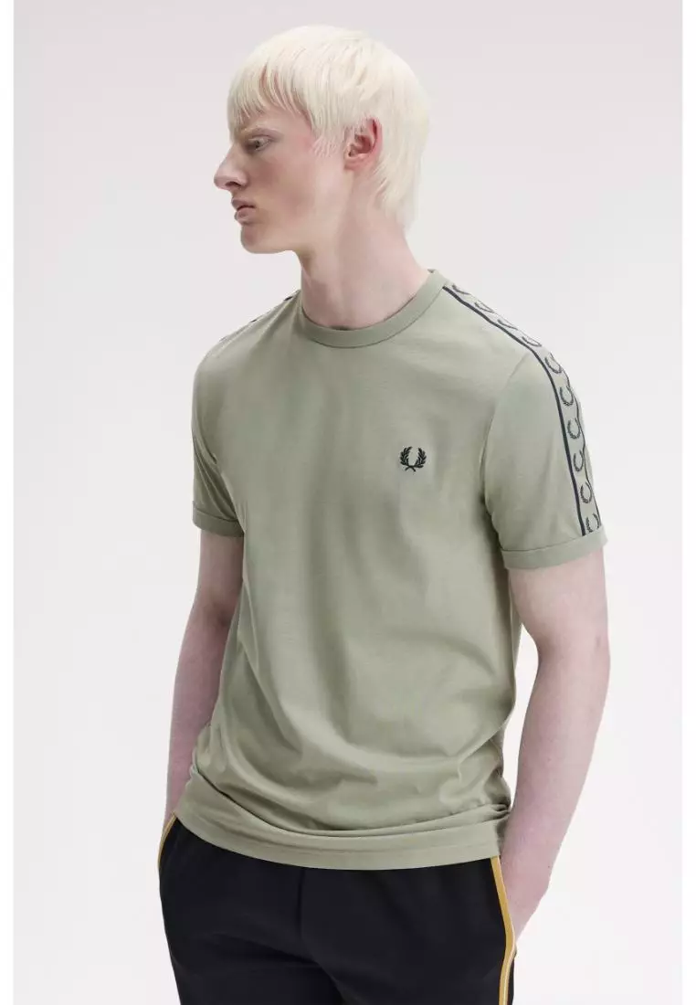 Fred Perry M4613 Contrast Tape Ringer T-Shirt (Seagrass / Navy)