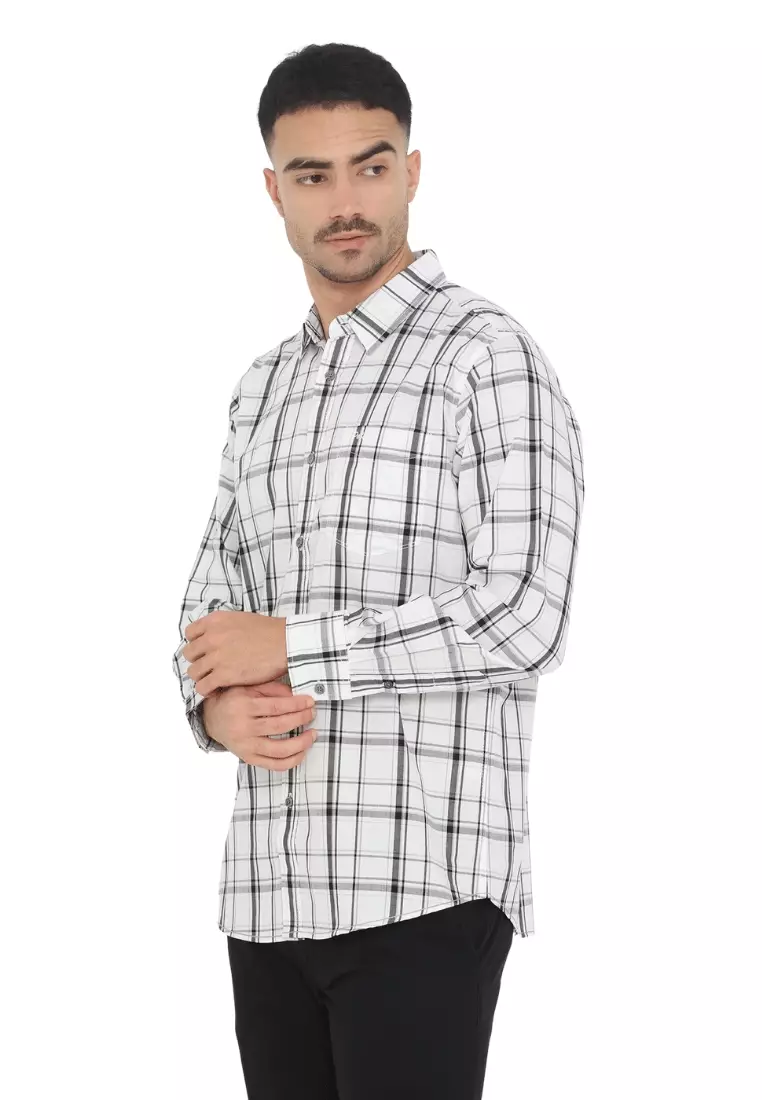 POLICE Kemeja Kotak Yarndyed Regular Fit Lengan Panjang Pria