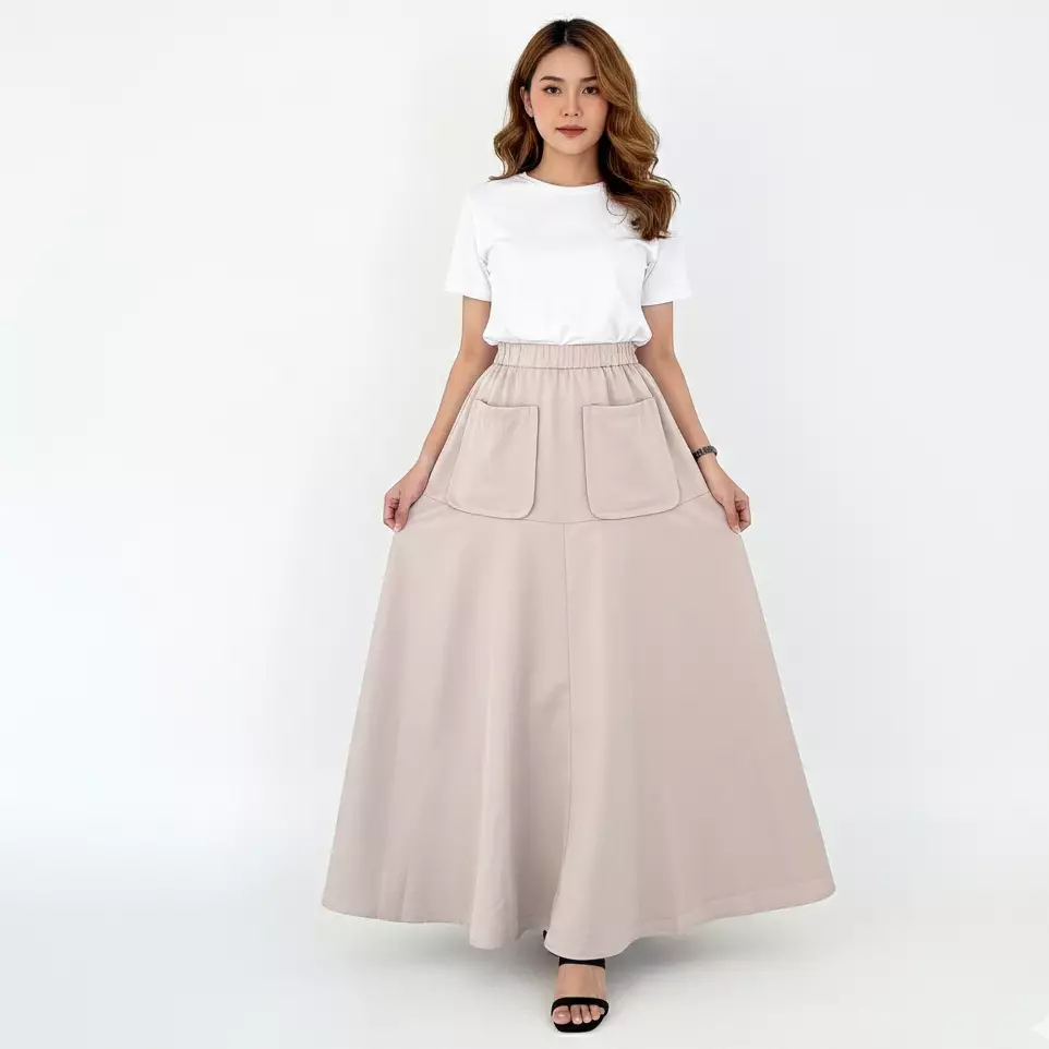 Jual LEZAHRASIGNATURE Rok Wanita Katun - Lily Maxi Flare Skirt Original ...