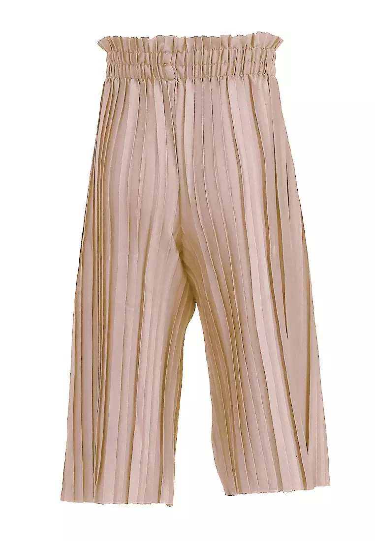 Yocelyn Kulot Plisket Anak Perempuan Motif Polos Kid Long Pants Material Hyget ORIGINAL - Cream