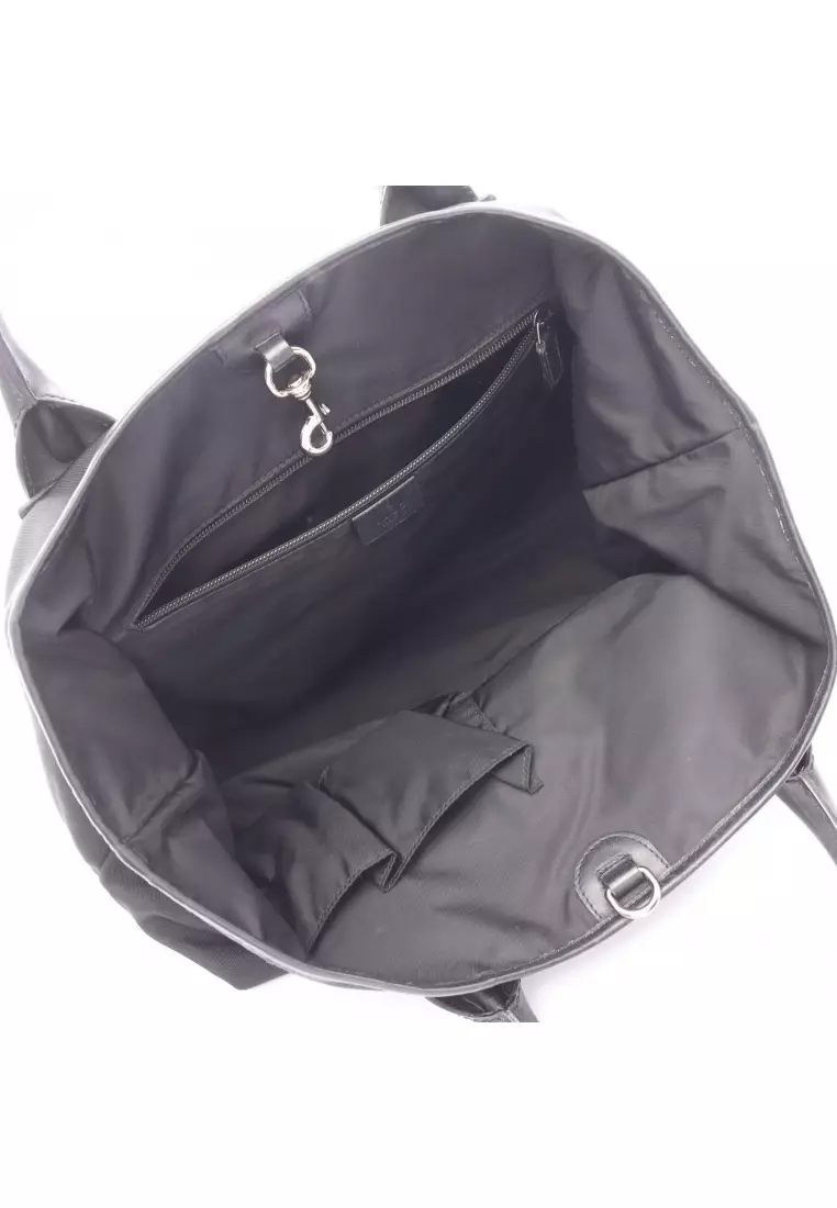 Pre-Loved Gucci sherry line tote bag Handbag tote bag Nylon leather black