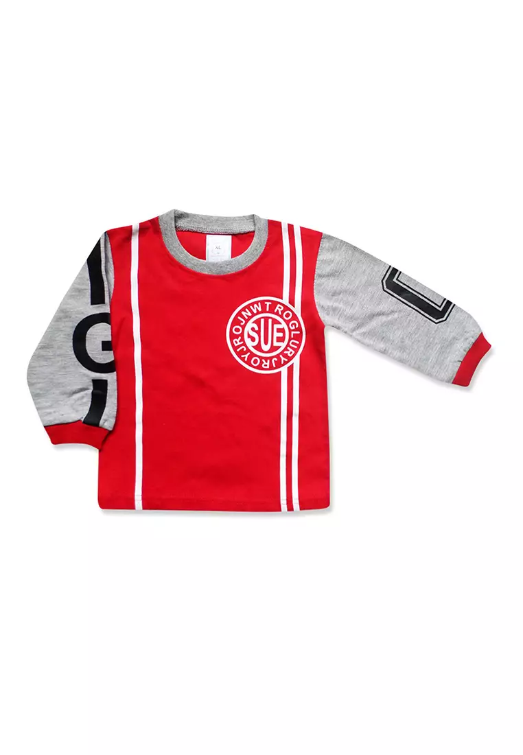 Skabe Pakaian Bayi Anak Laki Laki Baju Atasan Oblong Lengan Panjang Motif XC Setelan Kaos Warna Tua All Size Untuk Usia 12 Bulan Hingga 18 Bulan 2852